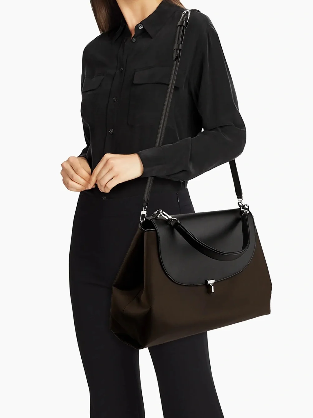 Toteme T-Lock Nylon and Leather Satchel